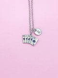 Poker Play Card Necklace in Silver Stainless Steel Jewelry, N4428