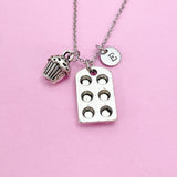 Muffin Pan Cupcake Necklace in Silver, Keychain and Bracelet in Option, N219