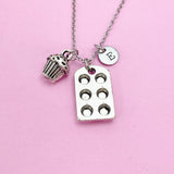 Muffin Pan Cupcake Necklace in Silver, Keychain and Bracelet in Option, N219