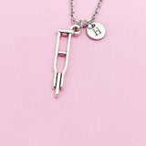 Orthopedic Medical Crutches Charm Necklace in Silver, Medical School Doctor Nurse Orthopedic Gift Ideas, N1996