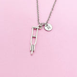 Orthopedic Medical Crutches Charm Necklace in Silver, Medical School Doctor Nurse Orthopedic Gift Ideas, N1996