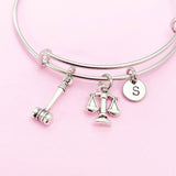 Justic Scale Gavel Bracelet in Silver, N1531A