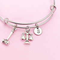 Justic Scale Gavel Bracelet in Silver, N1531A