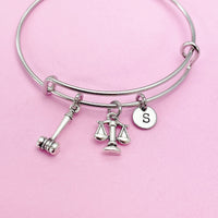 Justic Scale Gavel Bracelet in Silver, N1531A