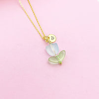 Blue Tulip Necklace in Gold, AN5303