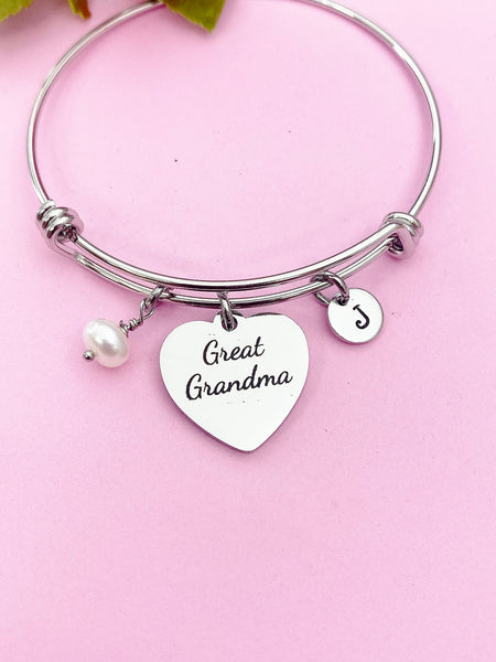 Best Gift Great Grandma Pearl Charm Bracelet Mother Day's Gifts Ideas Personalized Customized Made to Order, D440