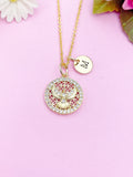 Gold Holy Spirit Dove CZ Cross Necklace, Personalized Initial Charm, N4227