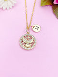 Gold Holy Spirit Dove CZ Cross Necklace, Personalized Initial Charm, N4227
