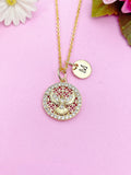 Gold Holy Spirit Dove CZ Cross Necklace, Personalized Initial Charm, N4227
