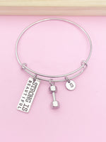 Strong is Beautiful Dumbbell Bracelet in Silver, N1093