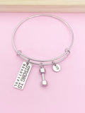 Strong is Beautiful Dumbbell Bracelet in Silver, N1093