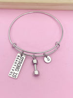 Strong is Beautiful Dumbbell Bracelet in Silver, N1093