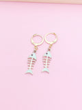 Gold Blue Fishbone Earrings, N3297