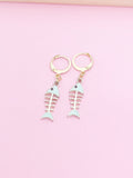 Gold Blue Fishbone Earrings, N3297