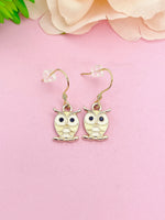 Gold Owl Earrings, Cute Owl Bird Charm Earrings, N3130