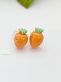 Orange Carrot 925 Sterling Silver Stud Earrings Easter Gifts Idea Made to Order Jewelry, AN5489