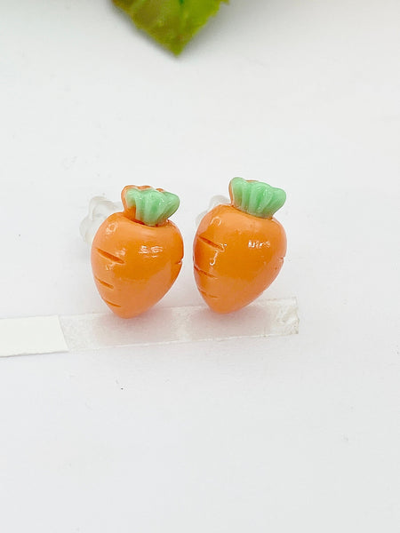 Orange Carrot 925 Sterling Silver Stud Earrings Easter Gifts Idea Made to Order Jewelry, AN5489