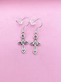 Silver Cross Charm Earrings, Cross Jewelry, N1437