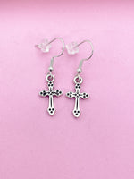 Silver Cross Charm Earrings, Cross Jewelry, N1437