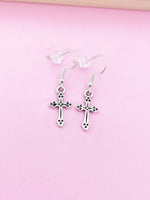 Silver Cross Charm Earrings, Cross Jewelry, N1437