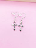 Silver Cross Charm Earrings, Cross Jewelry, N1437