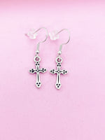 Silver Cross Charm Earrings, Cross Jewelry, N1437