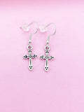 Silver Cross Charm Earrings, Cross Jewelry, N1437