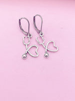 Silver Stethoscope Charm Earrings, AN1002