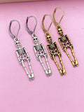 Silver or Gold Halloween Skeleton Charm Earrings, AN449