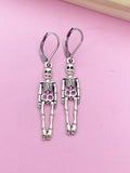 Silver Halloween Skeleton Charm Earrings, BN449