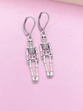 Silver Halloween Skeleton Charm Earrings, BN449