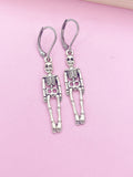 Silver Halloween Skeleton Charm Earrings, BN449