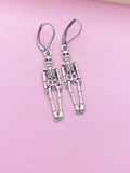 Silver Halloween Skeleton Charm Earrings, BN449