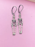 Silver Halloween Skeleton Charm Earrings, BN449