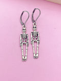 Silver Halloween Skeleton Charm Earrings, BN449