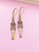 Gold Halloween Skeleton Charm Earrings, CN449