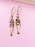 Gold Halloween Skeleton Charm Earrings, CN449