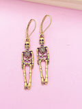 Gold Halloween Skeleton Charm Earrings, CN449