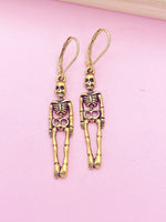 Gold Halloween Skeleton Charm Earrings, CN449