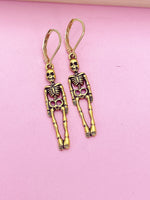 Gold Halloween Skeleton Charm Earrings, CN449