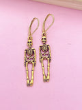 Gold Halloween Skeleton Charm Earrings, CN449
