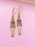 Gold Halloween Skeleton Charm Earrings, CN449