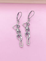 Silver Halloween Skeleton Charm Earrings, Gothic, AN1245