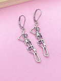 Silver Halloween Skeleton Charm Earrings, Gothic, AN1245