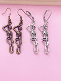 Silver or Bronze Halloween Skeleton Charm Earrings, Gothic, CN1245