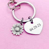 Sunflower Anniversary Keychain in Silver, N1341