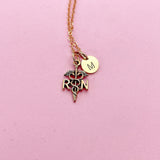 Registered Nurse RN Necklace in Rose Gold, Gold or Silver, N2678