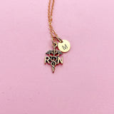 Registered Nurse RN Necklace in Rose Gold, Gold or Silver, N2678