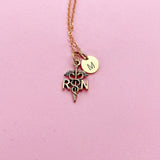 Registered Nurse RN Necklace in Rose Gold, N2678