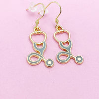 Stethoscope Earrings in Gold, Doctor Nurse Gifts, N1542B